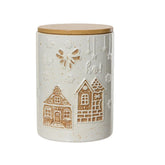 Kitchen Goods Dolomite Jar with Bamboo Lid 16cm - White